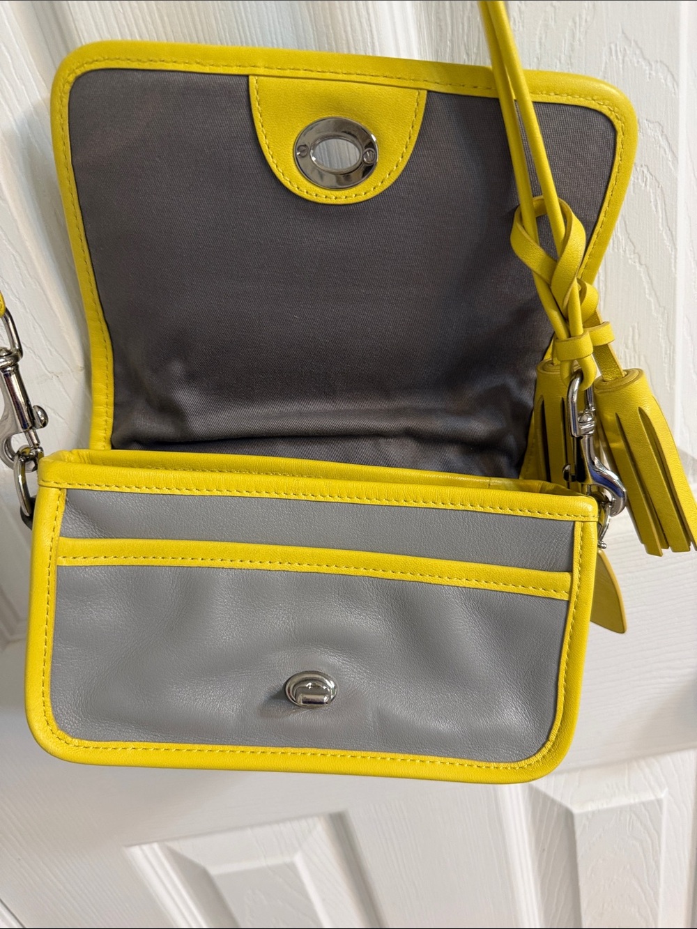Coach Gray and Yellow Crossbody Shoulder Bag - Womens - Picture 5 of 6